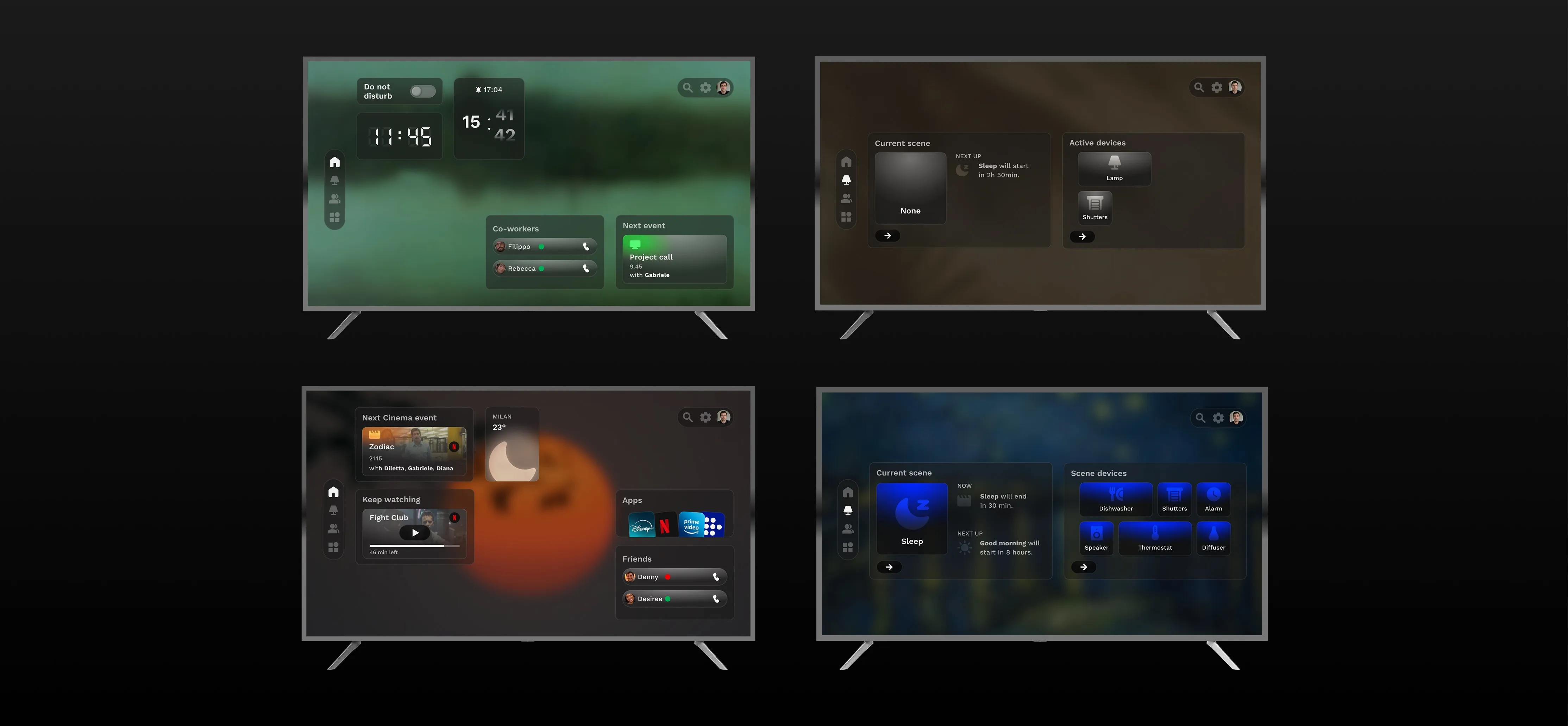 Ambientazione con TV OICO, telecomando e accessori smart home